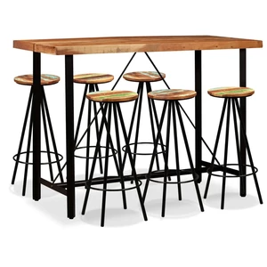 Bar Set 7 Pieces Solid Acacia and Reclaimed Wood