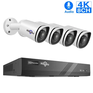 Hiseeu 4K 8MP 8CH NVR POE IP Security Surveillance Camera System Kit Set CCTV Outdoor Home Waterproof H.265 Video Audio