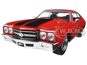 Doms Chevrolet Chevelle SS Red with Black Stripes "Fast &amp; Furious" Movie 1/24 Diecast Model Car by Jada
