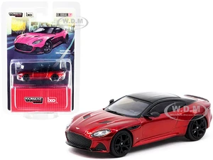 Aston Martin DBS Superleggera Red Metallic with Black Top 1/64 Diecast Model Car by Tarmac Works