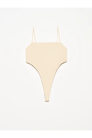 Dilvin 3782 Corduroy Bodysuit-beige