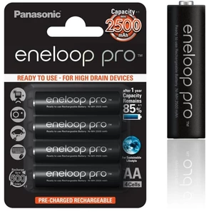 Tölthető ceruzaelem AA, Panasonic Eneloop Pro, NiMh 1,2V 2500mAh BL4, 4 db