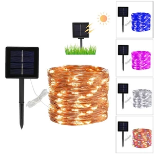 5 Colors 8 Modes 10m 100LED Solar Copper Wire String Lights Waterproof Decor for Courtyard Outdoor Park Christmas Decora