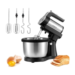 SOKANY 6662 Kitchen Electric Stand Mixer, 4L 5 Speed Tilt Head with Dough Rod, Wire Whip & Beater Stainless Steel Bowl