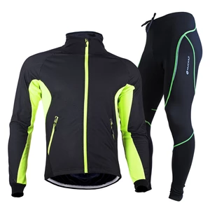 NUCKILY Men's Cycling Clothing Thermal Fleece Bike Jacket Set Waterproof Windproof Warm Sport Shirt Coat Cycling Tights