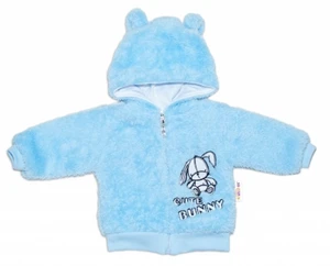 Zimní kabátek chlupáčková bundička s kapucí Cute Bunny Baby Nellys - modrá, vel. 74 (6-9m)