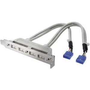 Adaptér se sloty 4x USB 2.0, 10-pinový, šedý, 0,2 m