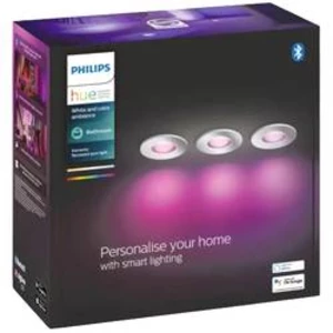 LED vestavné svítidlo Philips Lighting Hue Hue White & Col. Amb. Xamento Einbauspot silber 3er, pevně vestavěné LED, 22.8 W, N/A