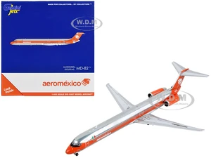 McDonnell Douglas MD-82 Commercial Aircraft "AeroMexico" Orange and Silver 1/400 Diecast Model Airplane by GeminiJets