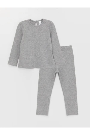 LC Waikiki Crew Neck Long Sleeve Printed Baby Girl Pajamas Set