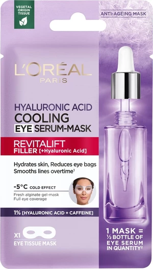 L'Oréal Paris Revitalift Filler Textilní oční maska s chladivým efektem 13 g