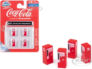 1960s "Coca-Cola" Vending Machines Set of 4 pieces "Mini Metals" Series for 1/87 (HO) Scale Models by Classic Metal Works