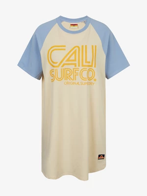 Modro-ružové dámske šaty s potlačou Superdry Cali Surf Raglan Tshirt Dress