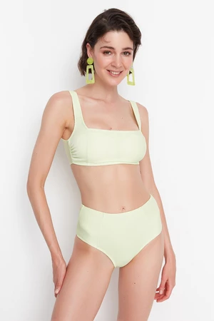 Trendyol Mint Textured High Waist Bikini Bottoms