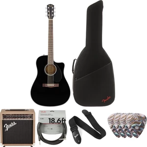 Fender CD-60SCE Dreadnought WN Black Deluxe SET Negru