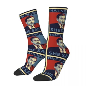 Hip Hop Vintage That's What She Said Crazy Men's Socks The Office TV Unisex Harajuku Printed Funny Novelty Crew Sock Boys Gift