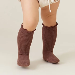 Baby Girl Knee High Socks Newborn Baby Socks Solid Color Cotton Ruffle Kids Long Socks Toddler Girls Christmas Children's Socka