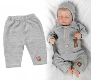 Pletené kalhoty Hand Made Boy, Baby Nellys, šedé, vel. 74 (6-9m)