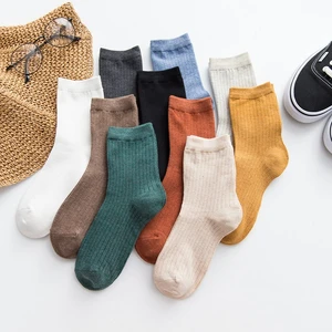 Socks for women cotton solid color harajuku female casual socks ladies sox spring winter warm sock mujer meias 2019