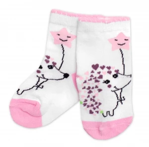 Dětské bavlněné ponožky Ježek - bílé, vel. 23-26