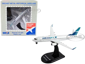 Boeing 737 Next Generation Commercial Aircraft "WestJet Airlines - Maple Leaf Logo Livery" 1/300 Diecast Model Airplane by Postage Stamp
