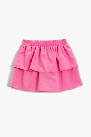 Koton Girl's Pink Frilled Mini Skirt Cotton