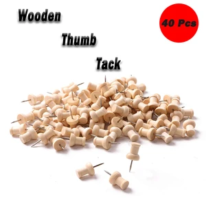 40Pcs Wooden Push Pins Map Board Thumbtack DIY Decorative Drawing Photo Wall Studs Nail Home School Supplies