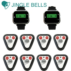 JINGLE BELLS Hotel, Cafe 8 Call Buttons+2 Watch Pagers/ Rechargeable Watch Receivers Waiter Calling Systems Restaurant Equipment