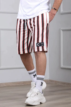 Madmext Striped Black Casual Shorts 2915