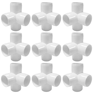 4Way 1/2 in Tee PVC Fitting Elbow - Build Heavy Duty PVC Furniture - PVC Half Inch Elbow Fittings [Pack of 12]