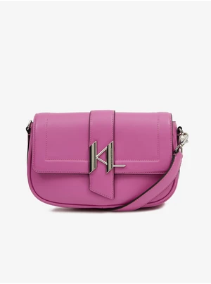 Tmavo ružová dámska kožená crossbody kabelka KARL LAGERFELD Shooting Stars