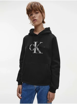 Black Womens Patterned Hoodie Calvin Klein Jeans - Women