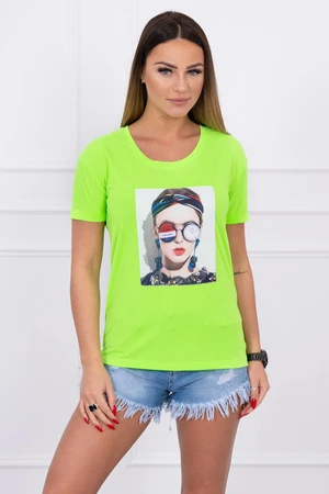 Blouse with women's graphics green neon