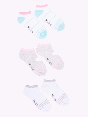 Yoclub Kids's Girls' Ankle Cotton Socks Patterns Colours 3-pack SKS-0028G-AA30-002