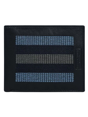 Men's dark blue wallet with horizontal stitching