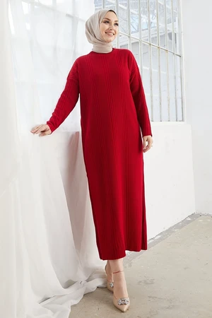 InStyle Arissa Turtleneck Long Knitwear Dress - Red