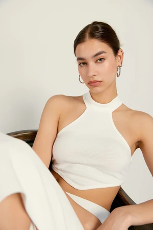 VATKALI Halterneck Corduroy Crop Top White