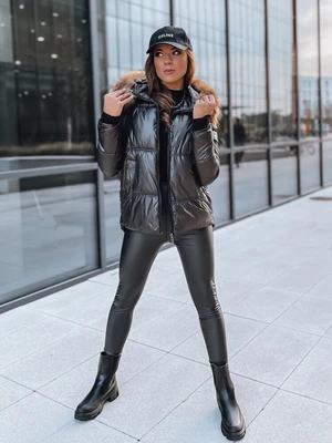 Women's quilted winter jacket SPARKLE black Dstreet