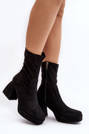 Black Adelles women's ankle boots with massive heels and platform