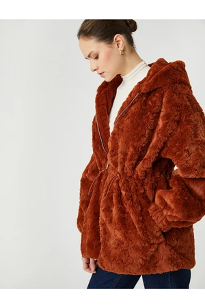 Koton Şahika Ercümen X - Oversized Hooded Plush Coat