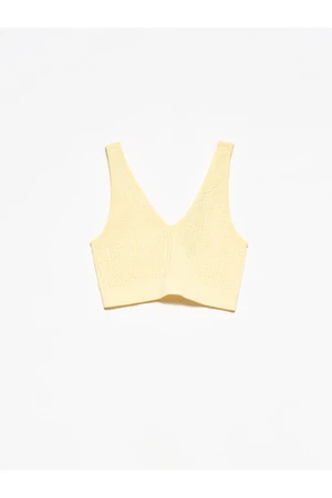 Dilvin 3650 V-Neck Crease Top-T.Yellow