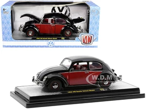 1952 Volkswagen Beetle Deluxe Black and Red with Red Interior Limited Edition to 9600 pieces Worldwide 1/24 Diecast Model Car by M2 Machines