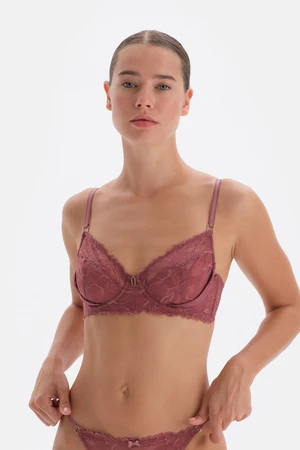 Dagi Dusty Rose Lace Underwire Hollow Bra