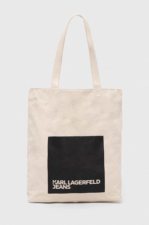 Bavlněná kabelka Karl Lagerfeld Jeans béžová barva