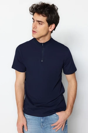 Trendyol Navy Blue Men's Zippered Collar T-Shirt