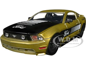 2010 Ford Mustang GT Gold Metallic with Black Graphics and Hood "Toms Racing" "Bigtime Muscle" Series 1/24 Diecast Model Car by Jada