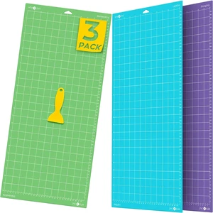 HTVRONT 3pcs 12x24inch Mixed Color PVC Adhesive Cutting Mat Engraving Machine Base Plate Pad for Cricut Explore Air/Air2/Maker