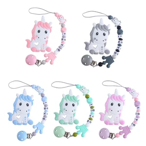 Personalized Name Pacifier Clip for Babies Cute Animal Silicone Teether Set Custom Nipple Attachment Necklace Dummy Chain Holder