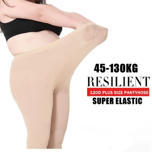 NEW 130KG Women Tights Plus Size 120D Autumn Winter Warm Lined Pantyhose High Waist Female Stretchy Slim Skinny Velvet Tights