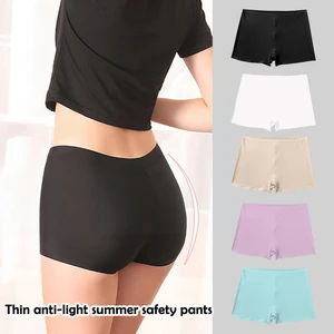 Supper Cooling Safety Short Pants Seamless Ice Silk Boxers For Female Under Skirt Shorts Summer Breathable Anti-walking Pan J9R0